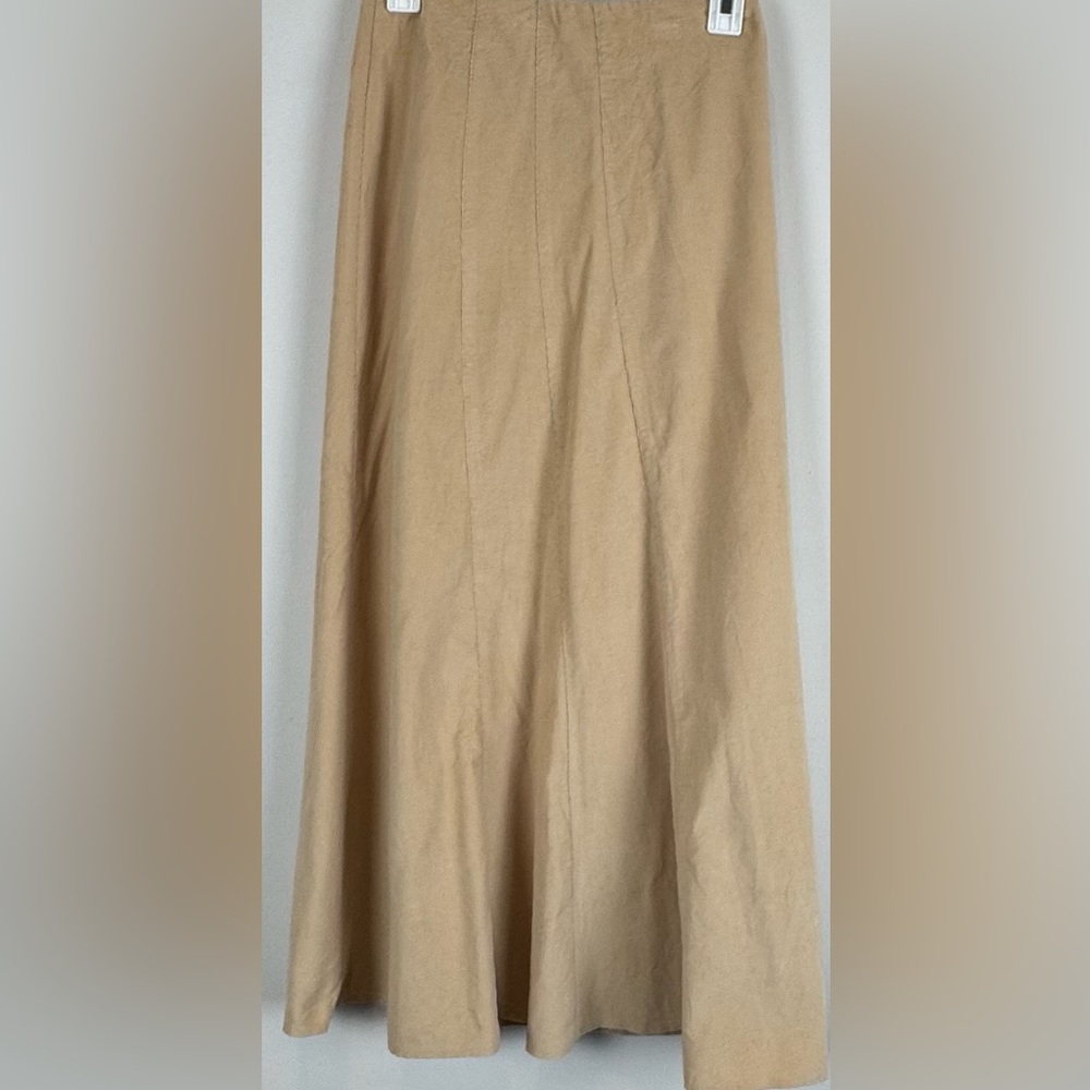 Cato Khaki Cotton Maxi Skirt Tan A-Line Flare Casual Size 8 - Picture 2 of 4